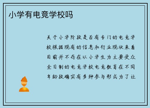 小学有电竞学校吗